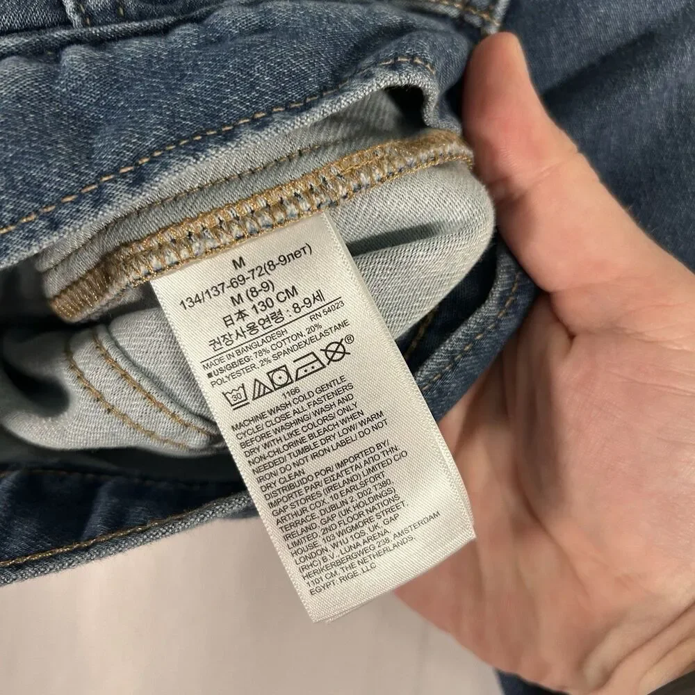 Gap Jean Jacket Girls Kids Medium Medium Wash Denim Snap Pockets Long Sleeve